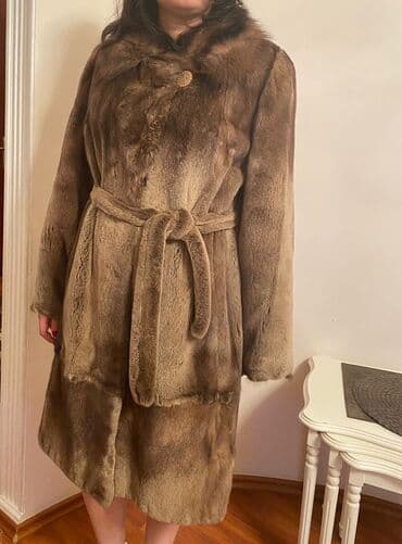 шуба из овчины азербайджанская: Yunanistandan getirilmish, qizili torpaq rengli, boynu sobol, norka — 3