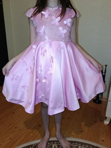 mekteb forma: Qız uşaqları üçün ziyafət/gecə paltarı – açıq çəhrayı - Model — 1