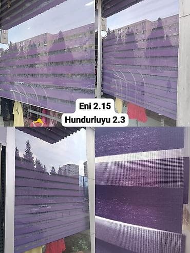 Zebra tipli pərdə – bənövşəyi rəngdə, şəffaf və qapalı zolaqların