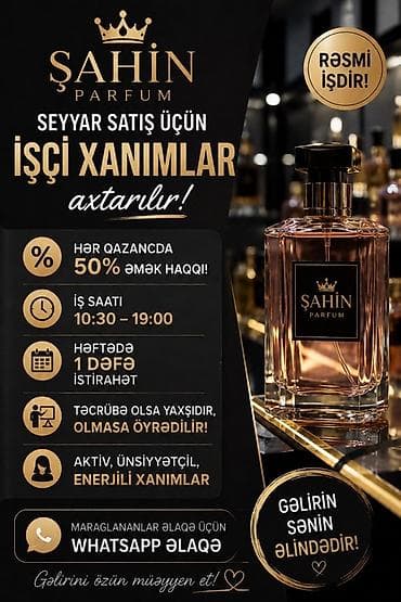 model işi: Satış məsləhətçisi tələb olunur, Yalnız qadınlar üçün, İstənilən yaş, Təcrübəsiz, Gündəlik ödəniş — 2