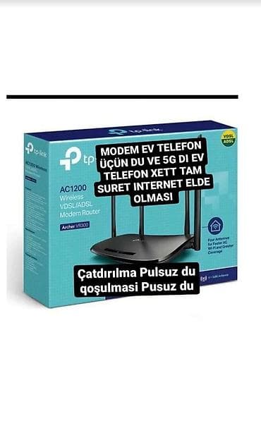 tp link az: Modem yeni orginal bağli kutu quraslmasi çatdırılma pulsuz du yer — 1
