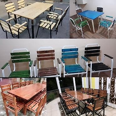 islenmis mebel aliram: Yeni, Dördbucaq masa, 4 stul, Açılmayan, Stullar ilə, Taxta, Azərbaycan — 1