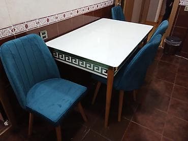 qazon tumu: Mətbəx üçün, Yeni, Açılan, Dördbucaq masa, 4 stul — 3