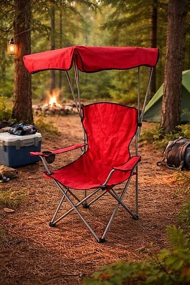 ucuz kreslo: Qanoplu qatlanan kamp kreslosu – qırmızı - Günəşdən və yüngül — 1