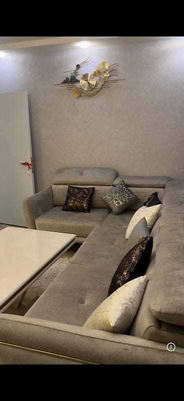 divar dekoru: Künc divan dəsti – müasir dizayn - Rəng: açıq boz (soft-touch parça) — 1