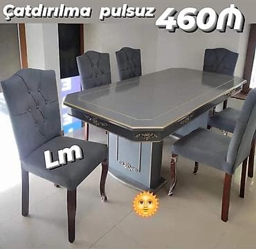 stol stul metbex ucun: Qonaq otağı üçün, Yeni, Dördbucaq masa, 6 stul — 1