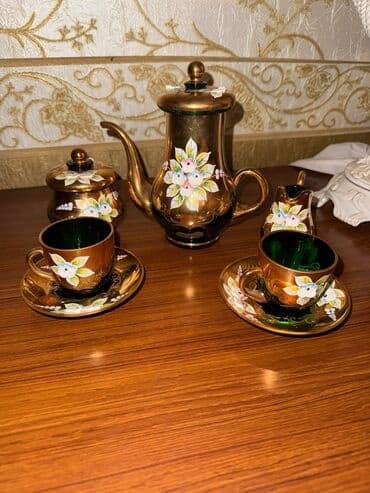 qizil baliq: Qəhvə dəsti, rəng - Qızılı, Şüşə — 1