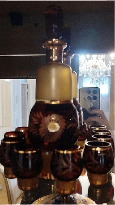 versace servis: Bohemia üslubunda bəzəkli qrafin və badə dəsti — 1