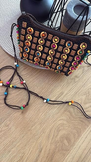 Личные вещи: Boho tərzli boncuklu çanta - Material: toxunma əsaslı qara korpus — 2