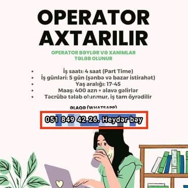 Çağrı mərkəzi operatoru tələb olunur, Təcrübəsiz, Aylıq ödəniş