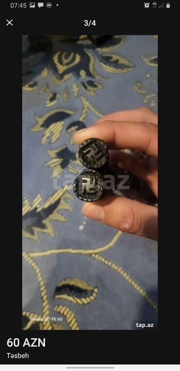 Daraq panellər: Məhsul: Təsbeh - Rəng: tam qara - Material: ağac boncuklar (oval — 3