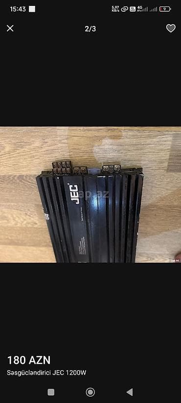 kolonkalar masin: Avtoakustika sistemi - JEC 1200W səs gücləndirici . - Arxa rəfdə — 2