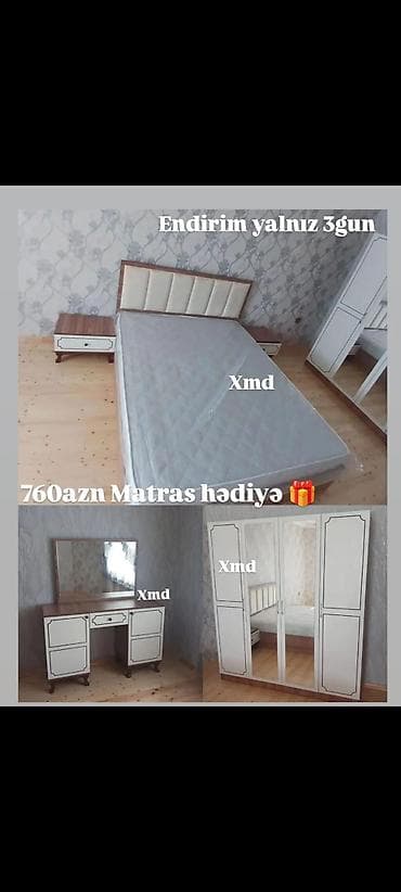 masa taxta: X.Yataq otağı dəsti Komplekt: - 2 nəfərlik çarpayı (yumşaq başlıqla) — 1