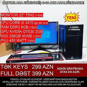 Oyun üçün Kompüter "Legion Core i5 3470 GT630 2GB 256GB NVME” ⭐Tək
