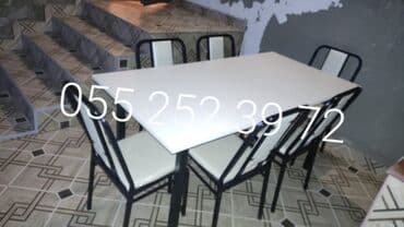 stol və stul dəstləri: Yeni, Kvadrat masa, 6 stul, Açılmayan, Stullar ilə, Metal, Azərbaycan — 2