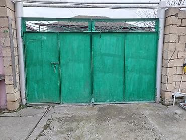 demir qapı modelleri: Dəmir Həyət darvazası, Yana açılan, Mexaniki, Qapı ilə, rəng - Yaşıl — 3