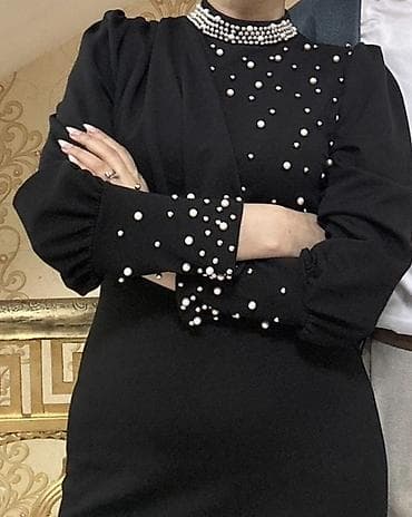 mirvari sepler: Ölçü-38 İkinci əl Qara rəngli zərif ziyafət paltarı - Model: dar — 1