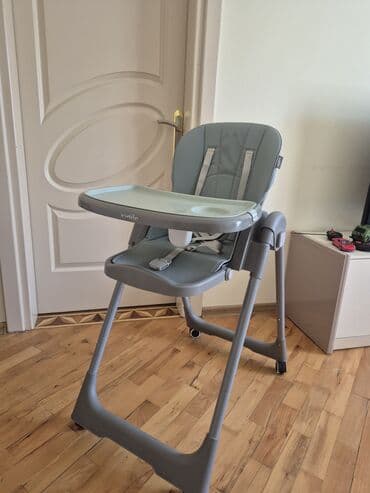 Uşaq yemək stulu – Kidilo (boz rəng) - Rahat və geniş oturacaq