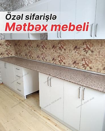 Sifarişlə mətbəx dəsti, Özü çəkən petlələr, Sadə laminat, Kredit yoxdur