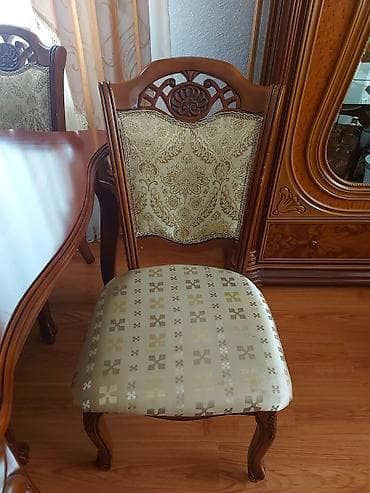 Qonaq otağı üçün, İşlənmiş, Dördbucaq masa, 6 stul — 1