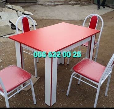 endirimde olan mebeller: Yeni, Dördbucaq masa, 4 stul, Açılan, Stullar ilə, Metal — 21