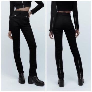 roller uşaq rolikləri: Zara yan cibləri ve arxa eteklerde zamok olan, dar, uzun qara cins — 1