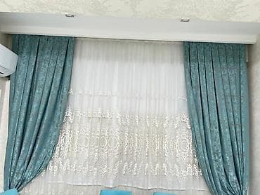 Pərdə dəsti – ikiqat dizayn - Dekorativ qalın pərdə: mavi-aqua