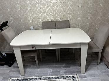 ustol ustul: Açılan yemək masası və 4 ədəd stul dəsti. - Rəng: krem/ivori — 1
