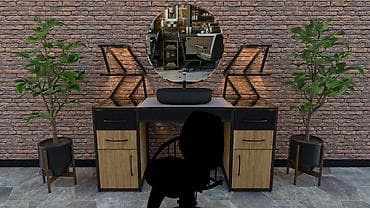 ofis levazimati: Bərbər/makeup iş stansiyası – güzgülü masa və rəf komplekti - — 1