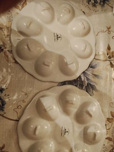 keks qabları: Nahar dəsti, rəng - Bej, Farfor, SSRİ — 14