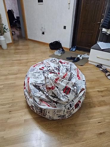 bufik: İşlənmiş, Pufik-kreslo, Parça, rəng - Ağ — 6