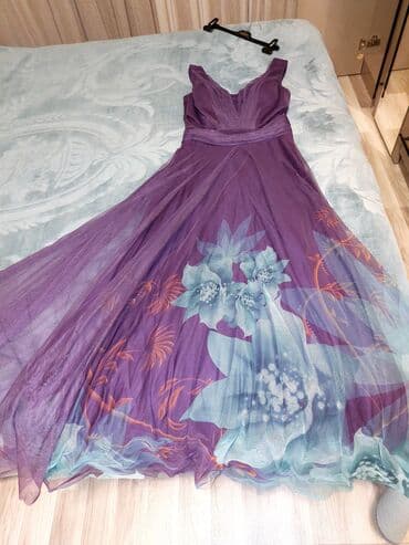 mezun xalati: Bənövşəyi rəngdə, maxi uzunluqda zərif ziyafət/gecə geyimi. super — 1