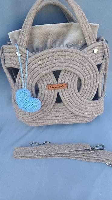 handmade: Məhsul: Əl işı – ip kordon dizaynlı çanta - Material: qalın toxumalı — 5