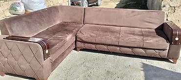 belleza mebel: Künc divan, Vеlur parça, Çatdırılma yoxdur — 1