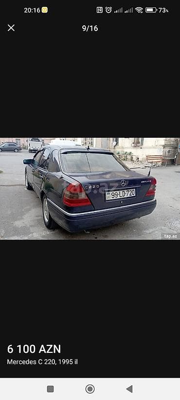priora kapotu: Mercedes-Benz C220 sedan - Kuzov: W202, 4 qapı, tünd mavi rəng - — 7