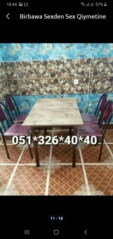 Masa və oturacaq dəstləri: Mətbəx üçün, Yeni, Açılan, Dördbucaq masa, 4 stul — 23