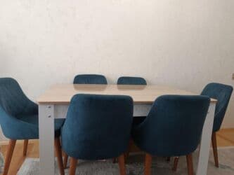 Qonaq otağı üçün, İşlənmiş, Açılmayan, Dördbucaq masa, 6 stul