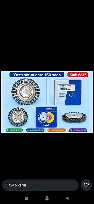 Yastı Şotka – Qara, 150 mm (Kod: 6347) - Tip: Drel və ya bucaqslifadə