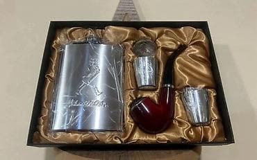 Hədiyyəlik viski/flask və siqaret/pipe dəsti Zərif hədiyyə qutusunda — 1