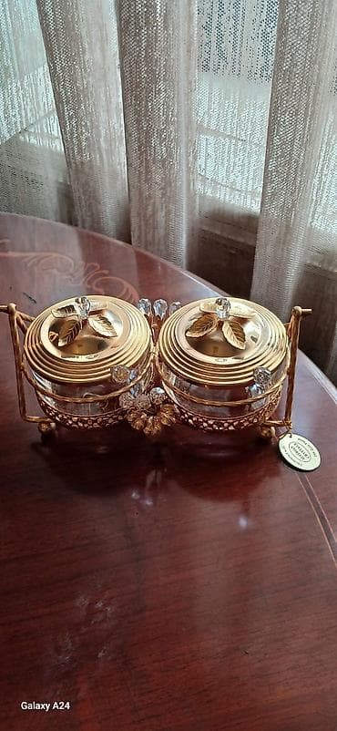 qoz qiran: İkili dekorativ ədviyyat/şirniyyat qabı seti - Material: qalın şüşə — 3