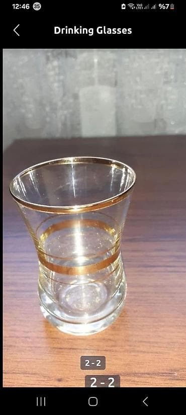 dibçək qabları: Stəkanlar, rəng - Qızılı, Şüşə — 1