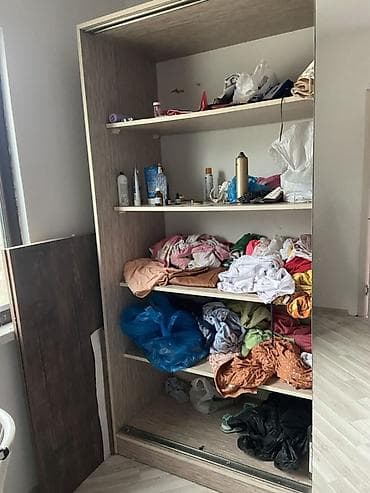 yataq dolab: 2 qapılı, Güzgülü, Bej, Taxta, Kupe, Düz dolab — 2