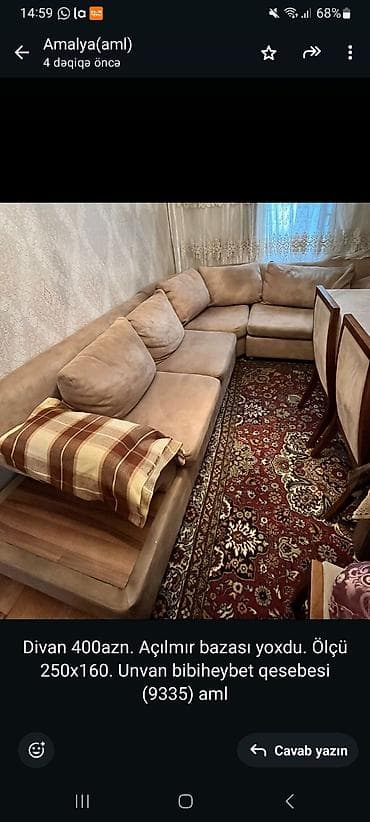 divan olculeri: Künc divan — 1