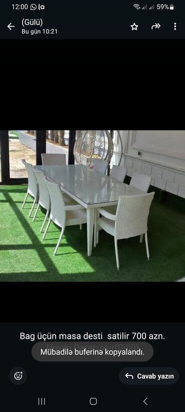 stol stul işlenmiş: Dördbucaq masa, 8 stul, Açılmayan, Stullar ilə, Həsir toxunuşlu — 1