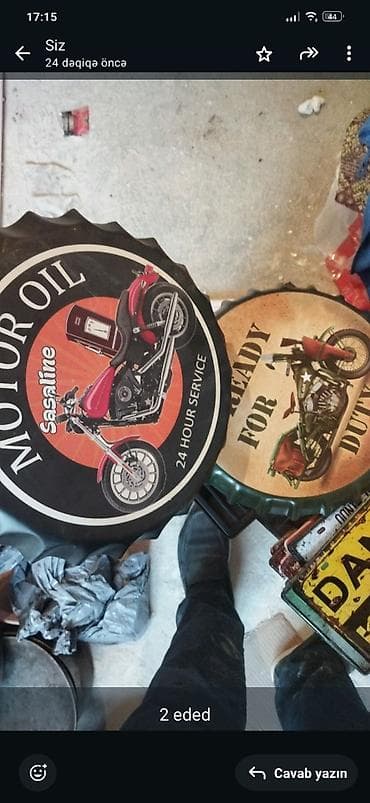 Retro dekor lövhələri və metal aksesuarlar dəsti - Moto mövzulu qapaq