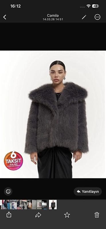 Qadınlar üçün xəz üslublu qısa palto/jaket - Rəng: tünd boz (antrasit — 1