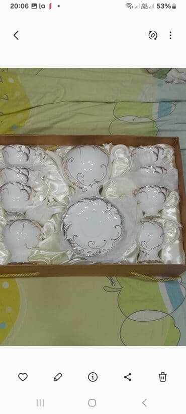 zerif cay qiymeti: Çay dəsti, rəng - Ağ, Farfor, 6 nəfərlik, Türkiyə — 2