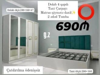 uşaq çarpayısı gəncə: *Dolab 4 qapılı* *Taxt Çarpayı* *Matras qiymətə daxil✔️* *Tumba 2 — 1