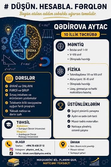 demir qapi gence: Repetitor, Fizika, Azərbaycan dili, Abituriyent hazırlığı — 1
