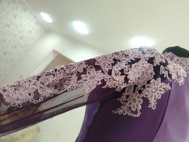 Нижнее белье: Bənövşəyi rəngdə zərif ziyafət/libas - Model: uzun ətəkli, tam qollu — 10